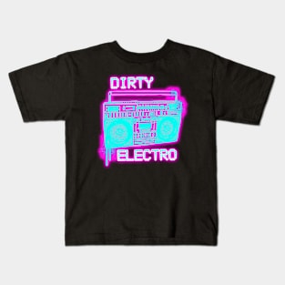 Dirty Electro Music Neon Spray Painted Graffiti Boombox Radio design Kids T-Shirt